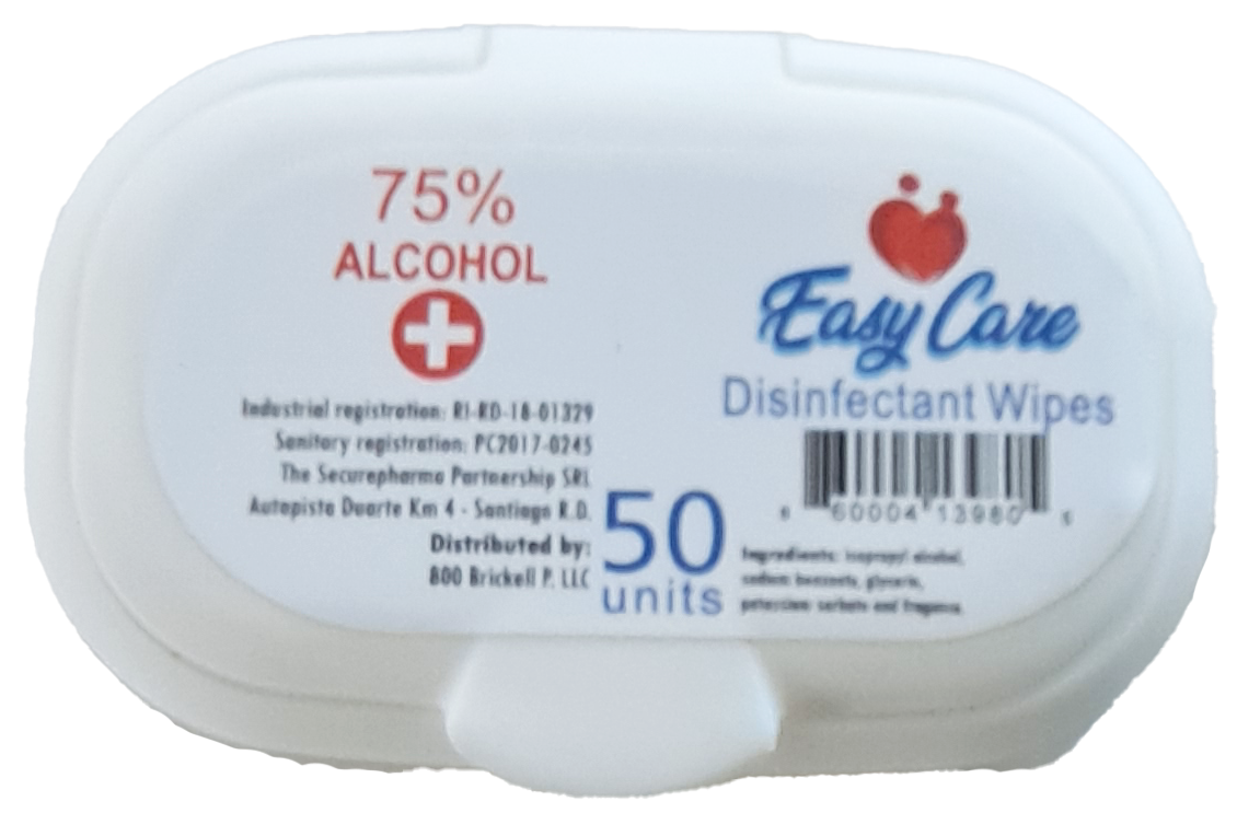 Easy Care - 75% Alcohol Wipes, 50 count, 5 packs of 50 (250 Wipes)