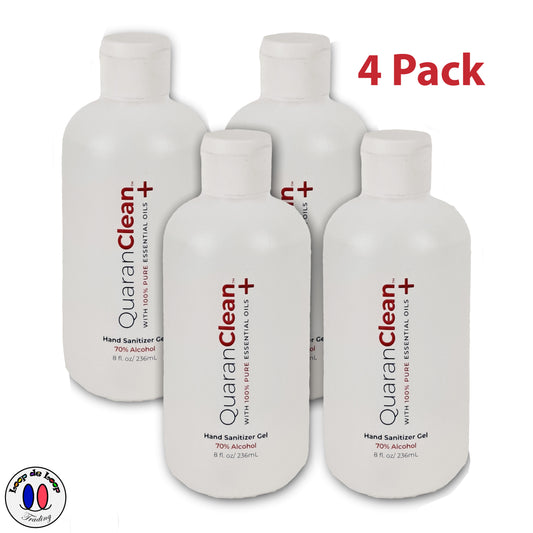 QuaranClean+ 70% Alcohol Hand Sanitizing Gel With Essential Oil 8 fl. oz (4 Pack)