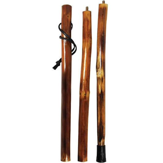 55" 3pc Section Natural Wood Walking Hiking Stick Detachable Outdoor Trekking