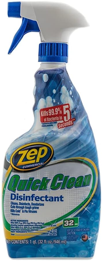 Zep Quick Clean Disinfectant 32 Ounces ZUQCD32 (2 Pack)