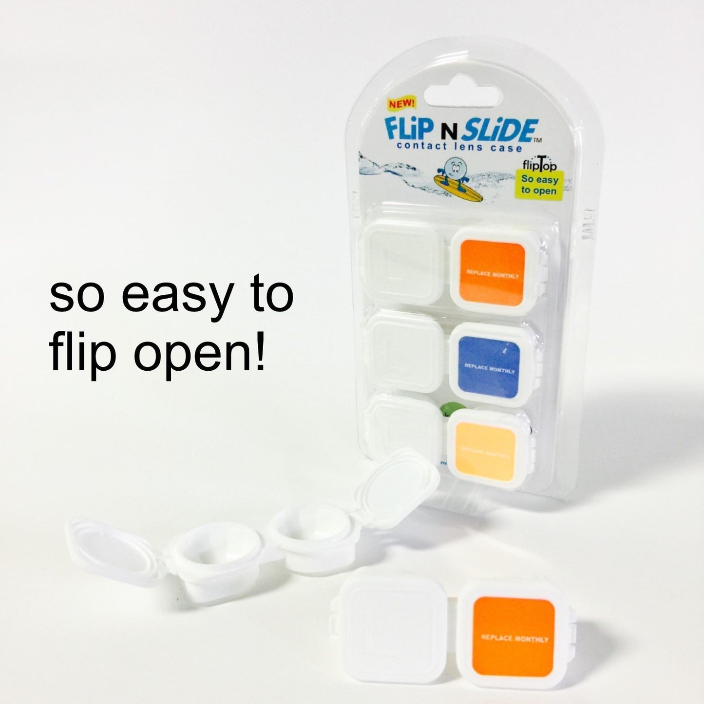 Flip N Slide Contact Lens Case 3 Pack Flip Top