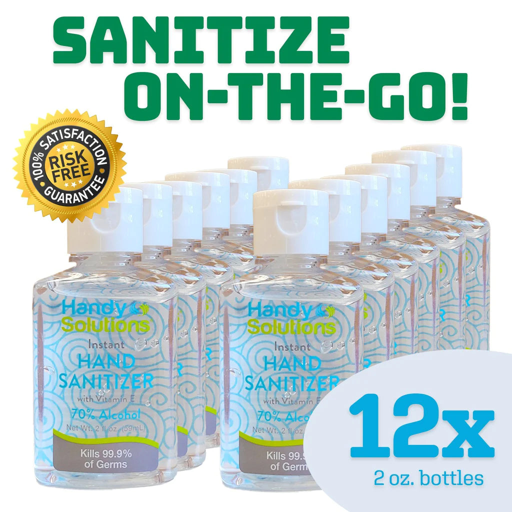 Handy Solutions 12-Pack of 2oz. Instant Hand Sanitizing Gel with Vitamin E & Aloe