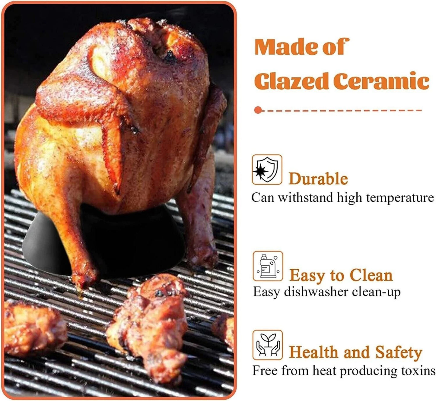 Charapid BBQ Grill - Non-Stick Ceramic Beer Can Chicken/Turkey Vertical Stand