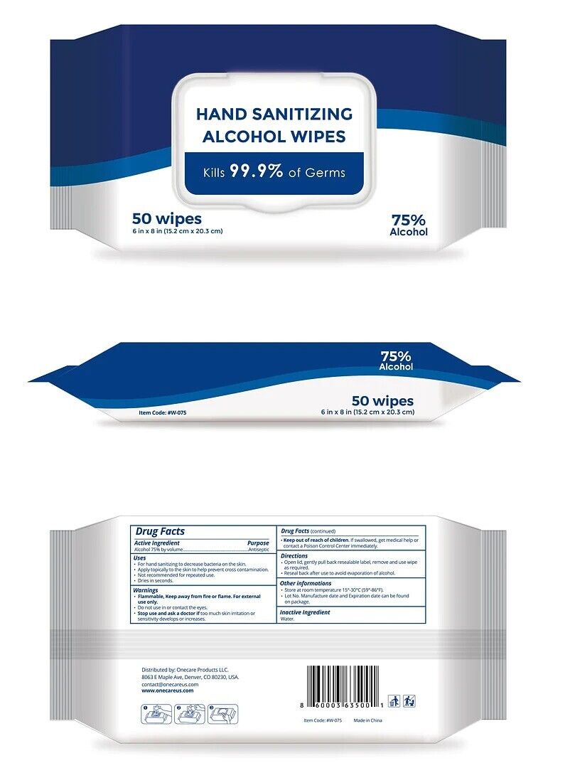 Caresour 4x 75% Alcohol Wet Sanitizing Wipes (Total 200 Wipes) Resealable Pack