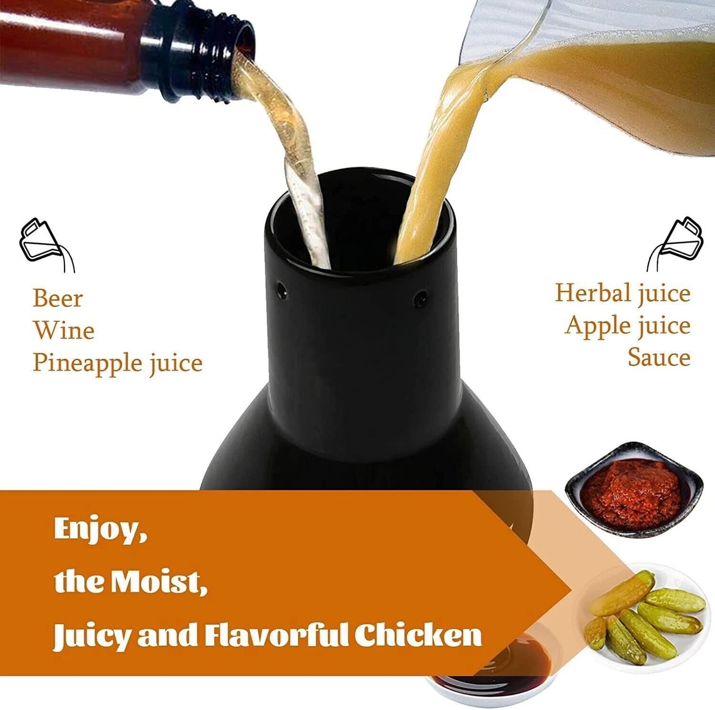 Charapid BBQ Grill - Non-Stick Ceramic Beer Can Chicken/Turkey Vertical Stand