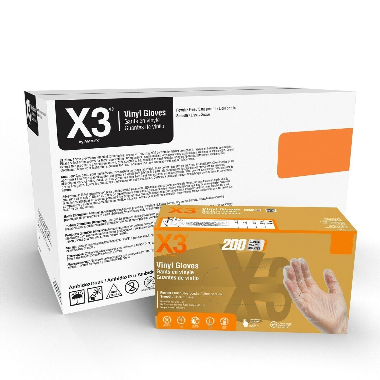 GPX3 Vinyl Gloves Clear 3 Mil Latex-Free, food-safe Size Small, Case of 1000