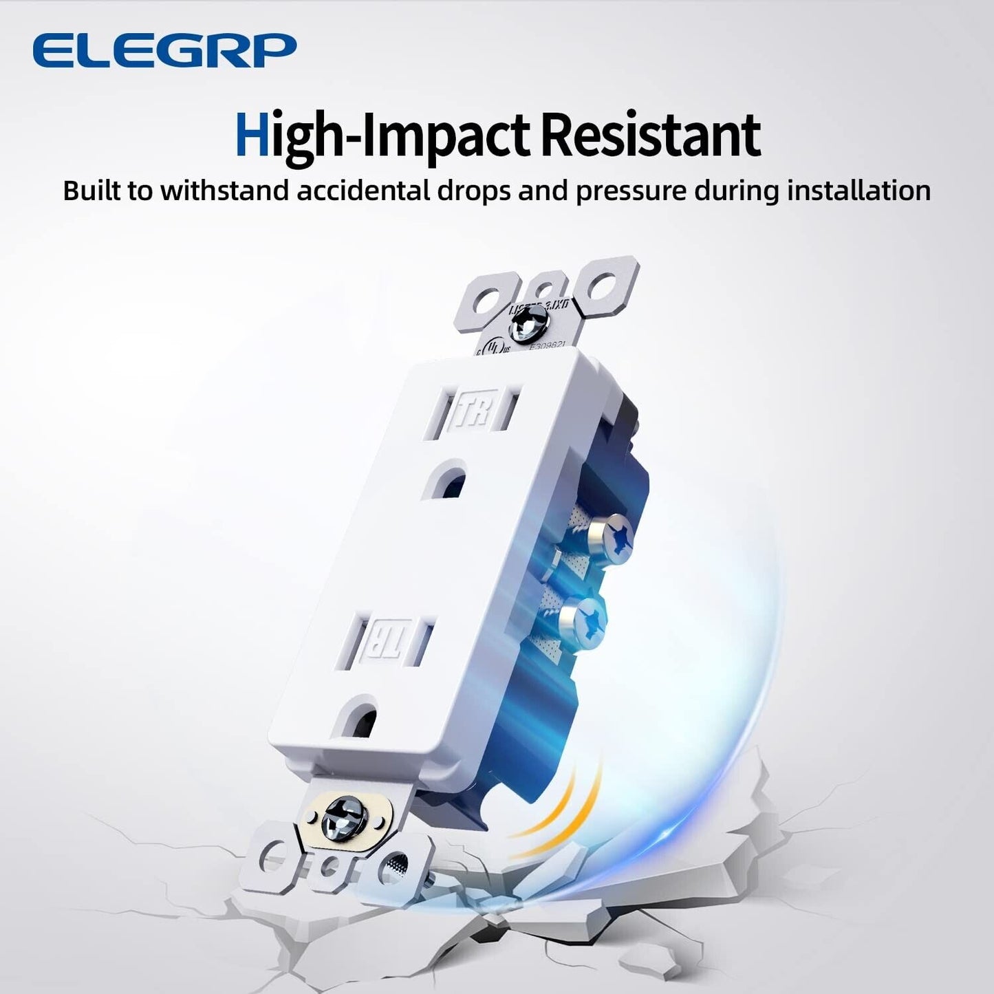 ELEGRP Decor 15 Amp 125-Volt Self Grounding Duplex Outlet, White (10 Pack)