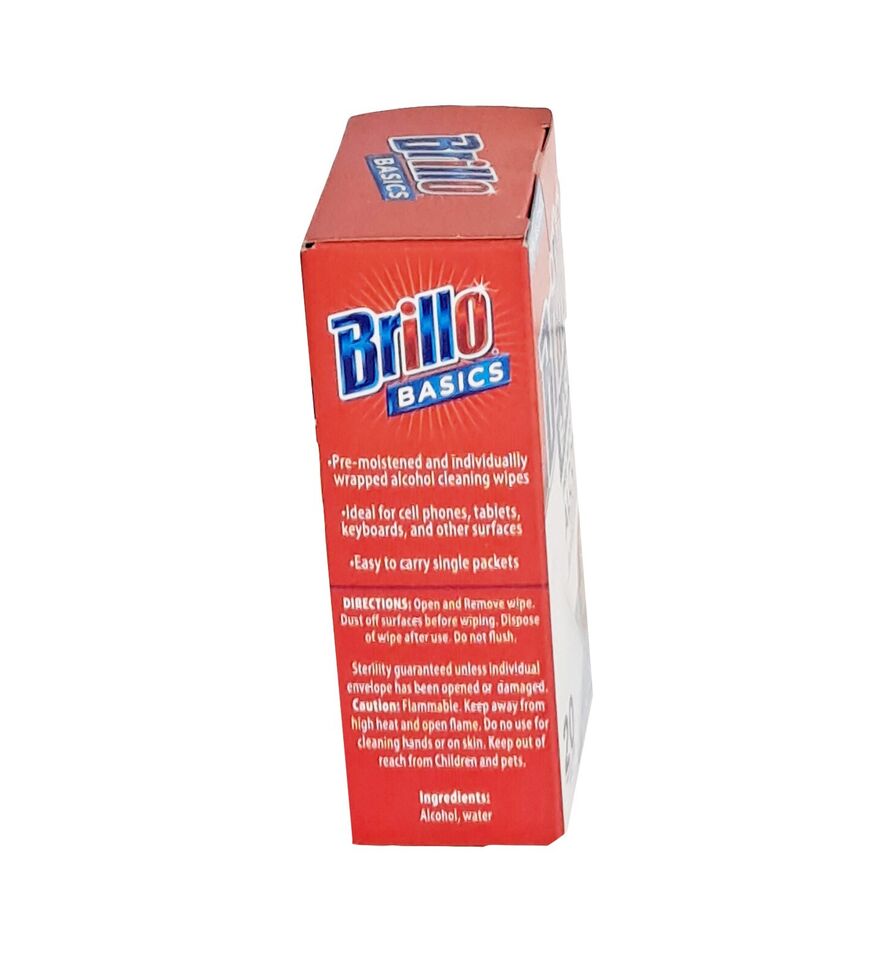 Brillo Basics Pre-Moistened 75% Alcohol Wipes, 24 (20ct Boxes) Per Case